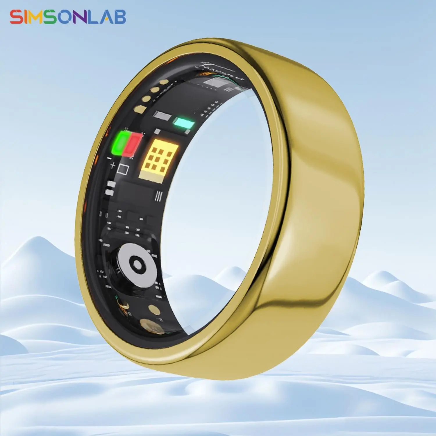 SIMSONLAB Smart Ring, Fashion Stainless Steel Design Digital Fitness Tracker, Pedometer to Measure Distance, Steps, Fitness Tracker for Men and Women, Wearable, Android