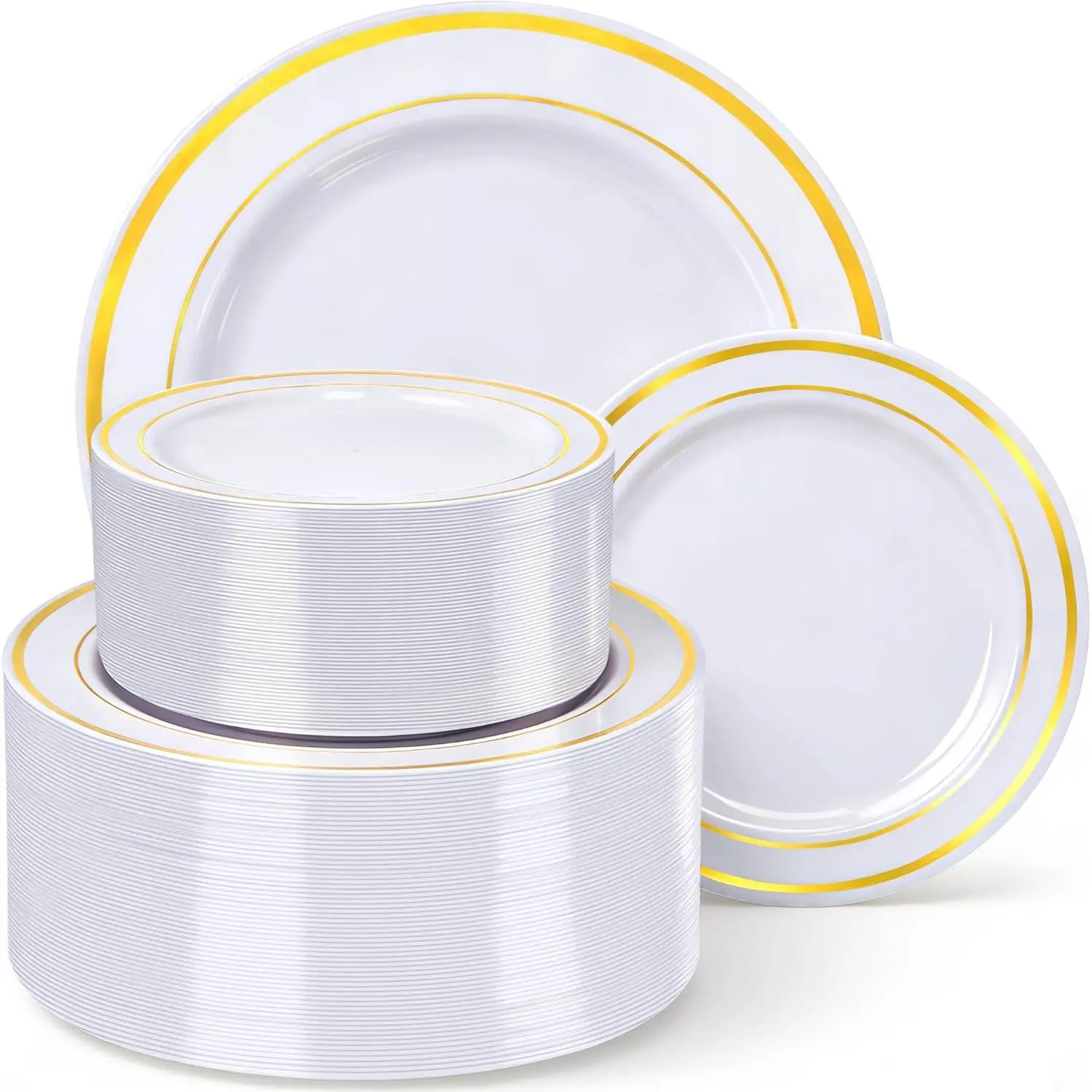 120 count  Plastic Plates, Heavy Duty White and  Disposable Party Plates, 60 Dinner Plates and 60 Dessert Plates, Plastic Plates for Party Wedding  Shower Birthday