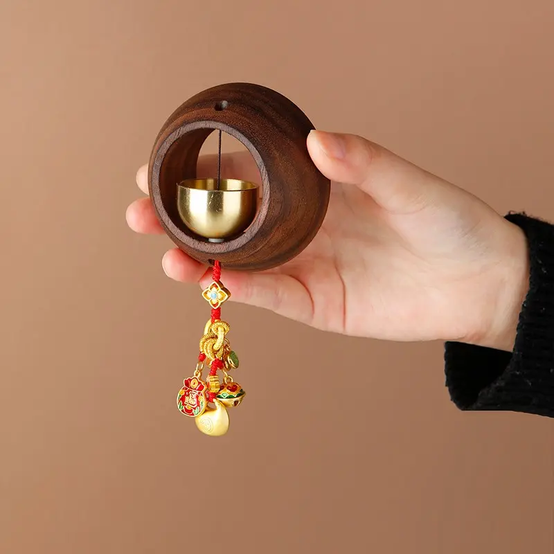 Decorative Magnetic Door Bell with Wooden Frame, Brass Chime for Home, Entryway, Living Room, Bedroom, Wall Decoration, 1pc