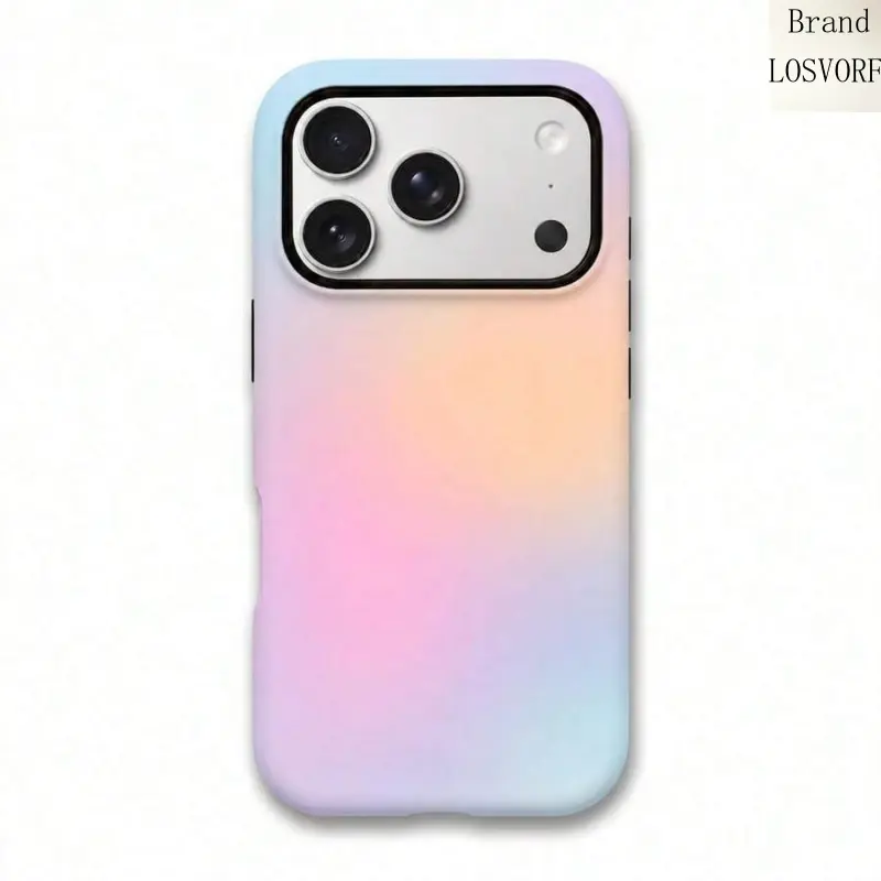 2-in-1 Matte Pastel Rainbow Gradient Aura MagSafe-Compatible Phone Case - Baby Blue, Peach Pink, Lavender Multi-Ombre Tone, Slim Shockproof Hard TPU Hybrid, Customizable for iPhone 17-11 Pro Max Plus, Samsung Galaxy S26-S23 Mobile Accessories