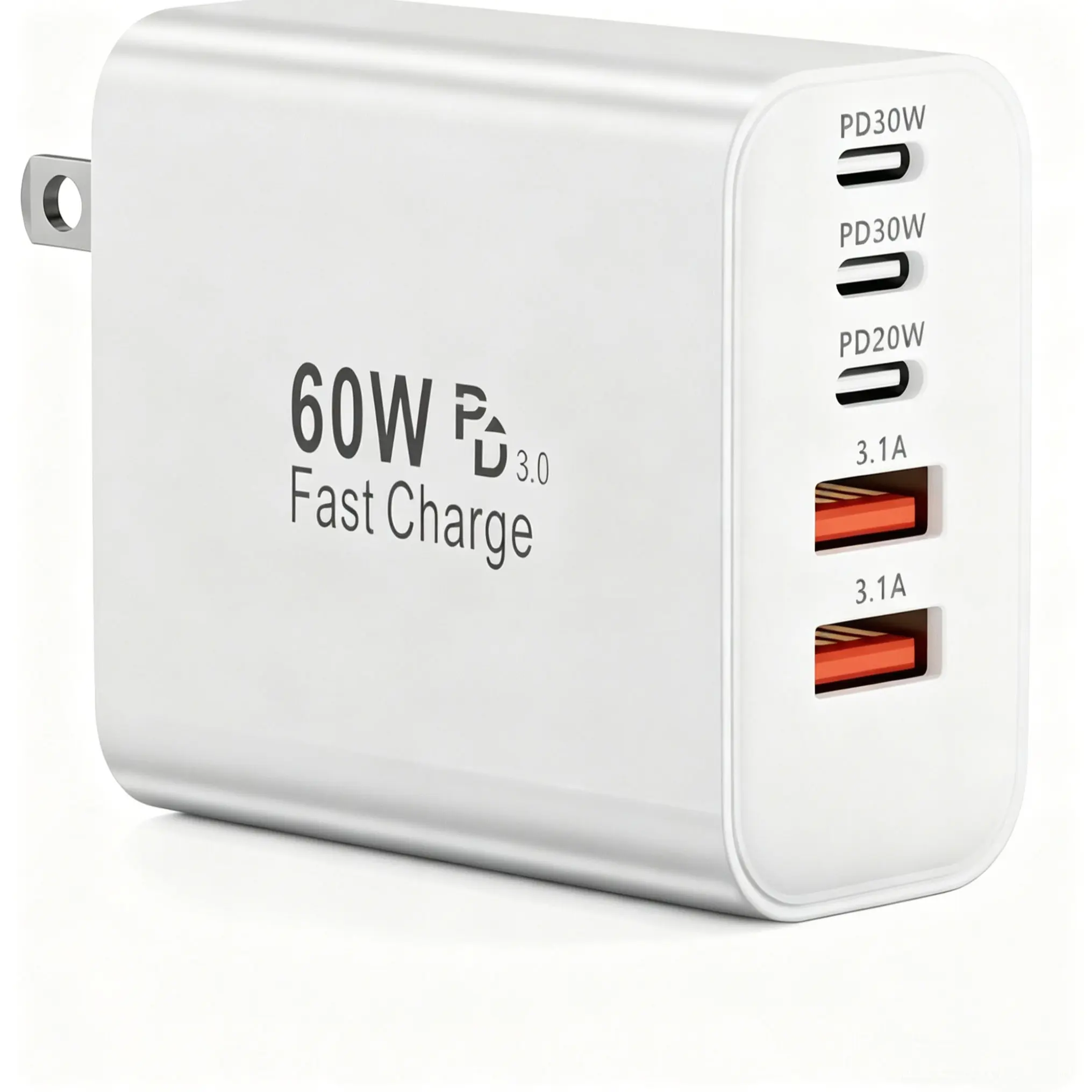 USB C Charger Block, 60W 5-Ports Type C Charger Fast Charging Block, USBC USB Multiple Port Wall Charger Plug Adapter for iPhone 17/Air/16/15/14/13/12/11 Pro Max, Samsung Galaxy, iPad, Tablet