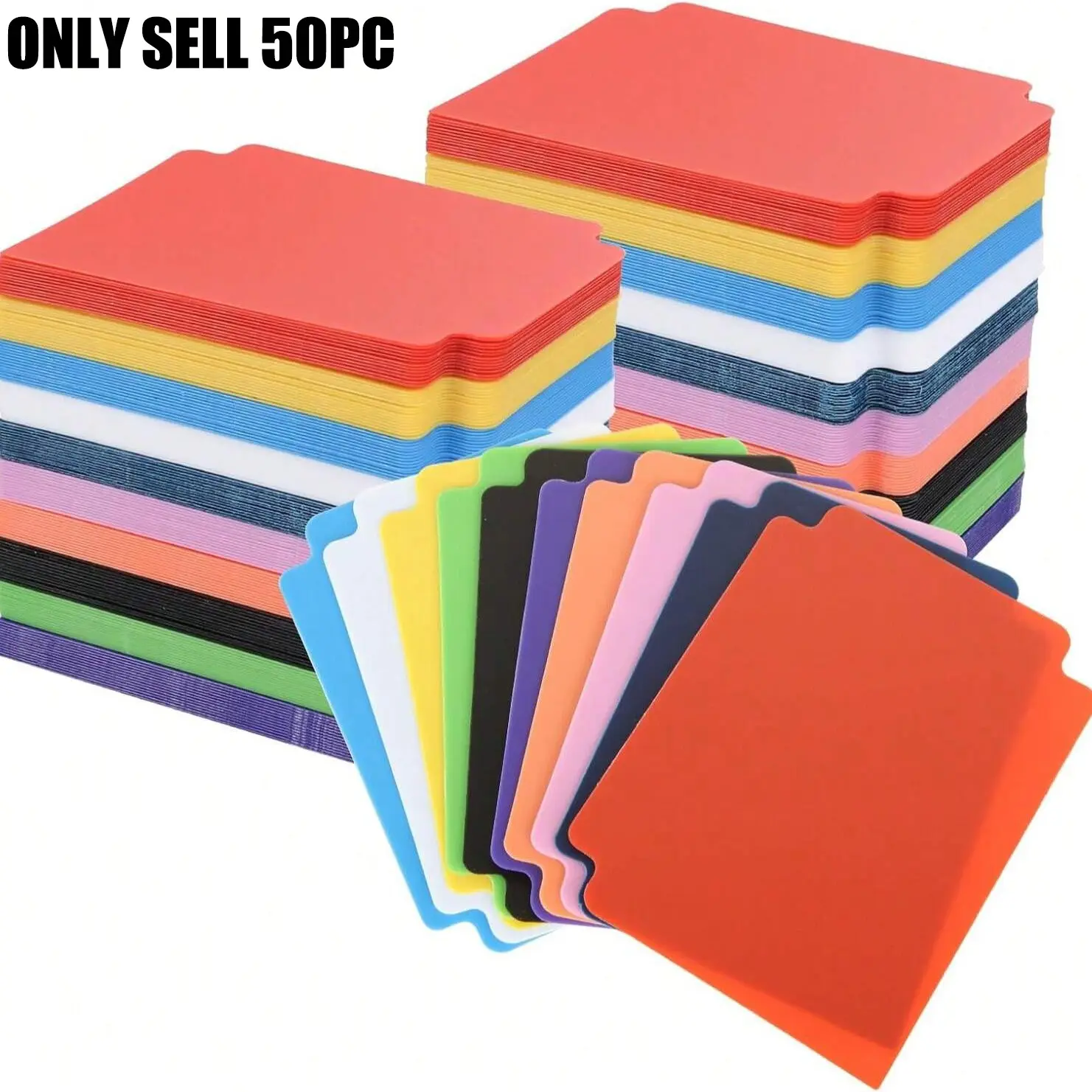 (50 Pieces) Random Color Trading Card Dividers Plastic Card Box Dividers Frosted Finish & Rewritable Plastic Separator with Tabs for Office Games Sports Cards, Cards Gathering Storage Supplies, Desk Accessories, 2.7 x 3.8 Inch