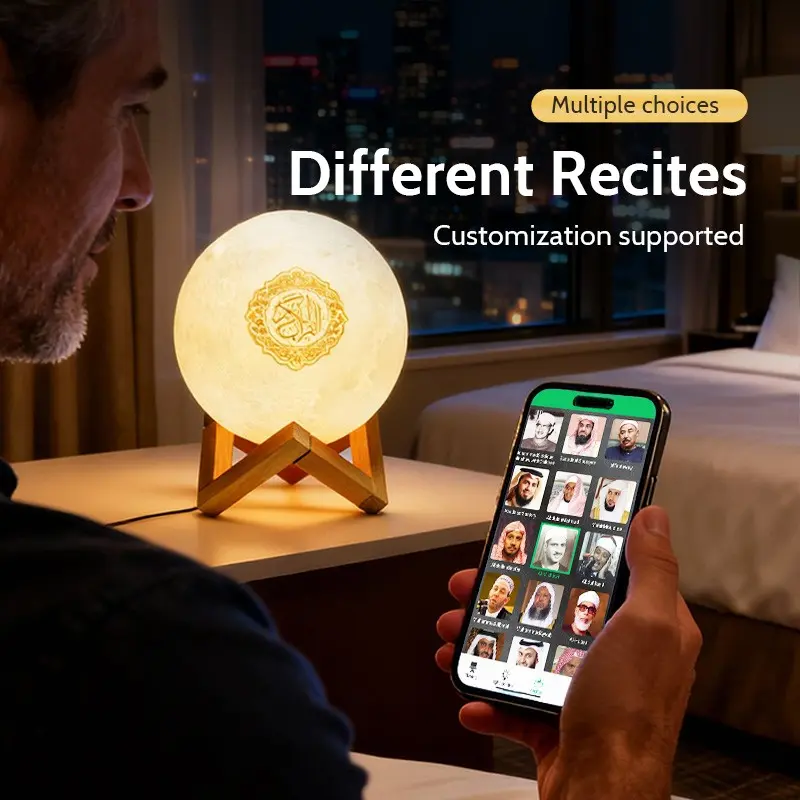 Moon Quran Speaker Light, Portable Quran Speaker APP Control Remote Small Moon Light Night Light with Bluetooth Eid Mubarak hajj Gifts…