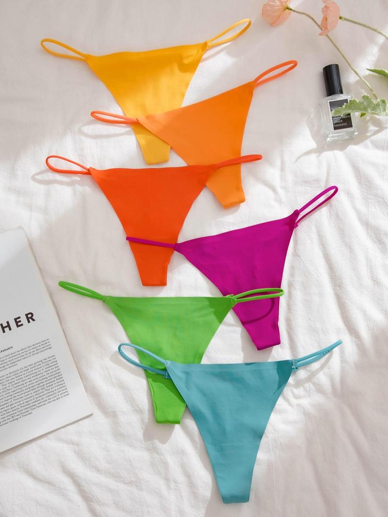 LGBTQ+ Women's Solid Color Drop Waist Thong, Minimalist Breathable Seamless Panty, Summer Clothes, Ladies Underwear for All Seasons