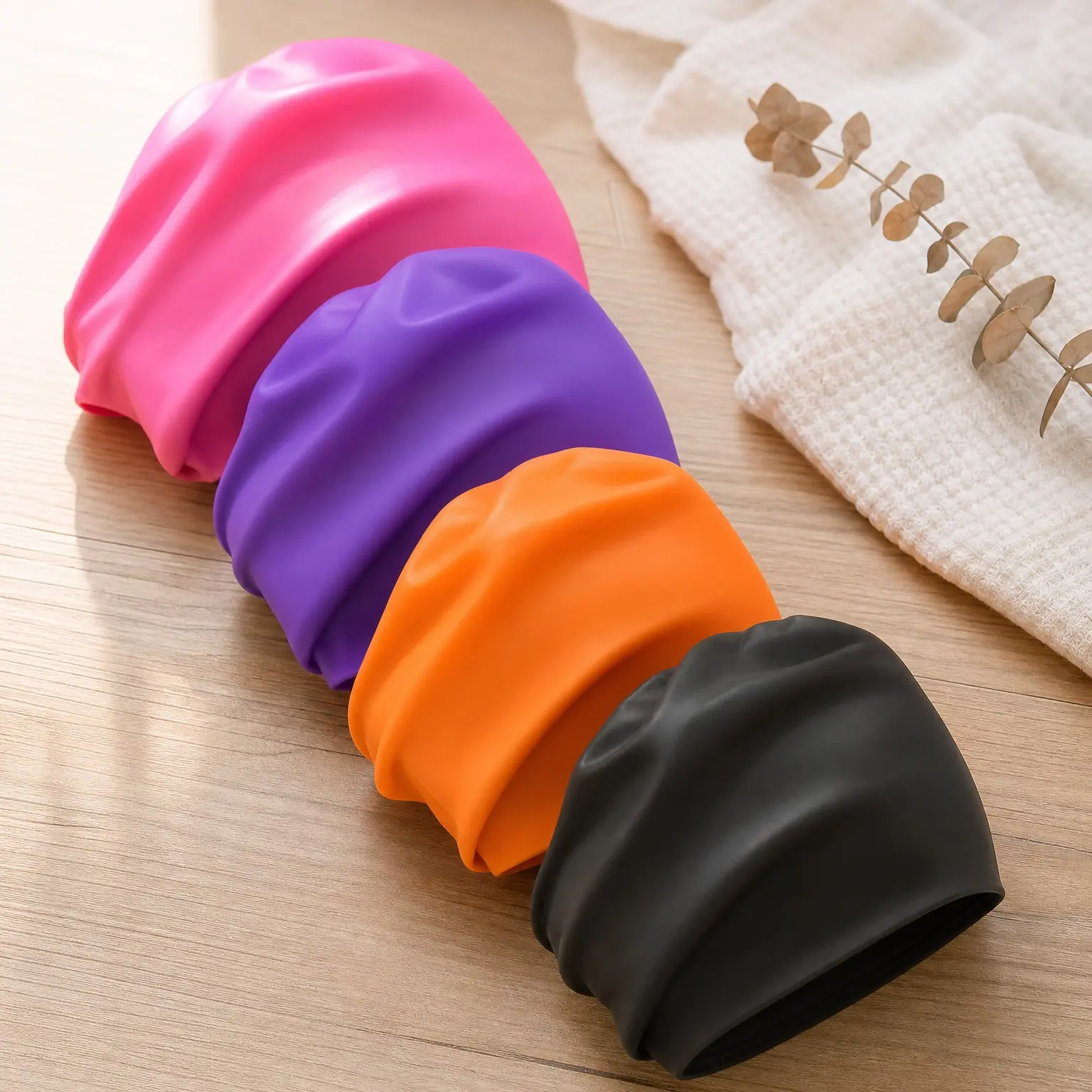 4 Pack Extra Large Silicone Swim Caps for Braids, Dreadlocks & Long Hair – Waterproof Pool Swimming Caps for Black Women & Men