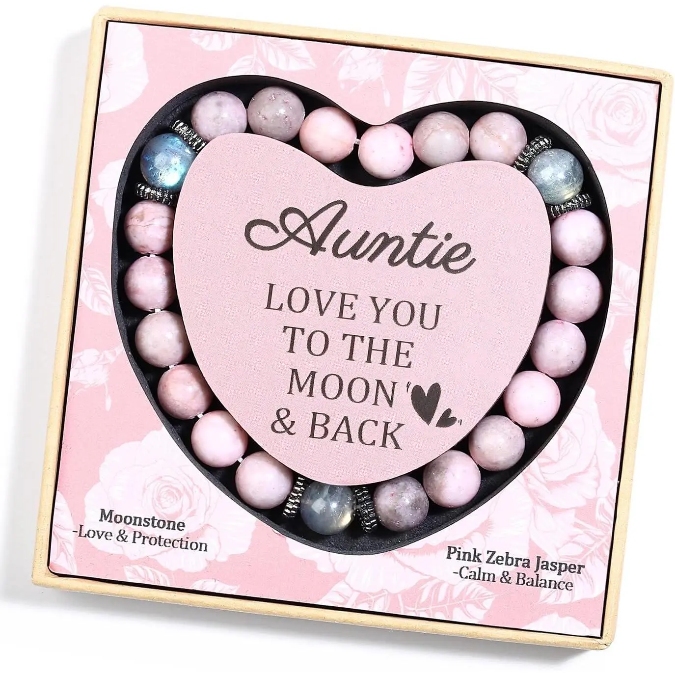 Heartfelt Birthday Gifts for Mom/Auntie/Sister/Daughter/Grandma/   Moonstone Bracelet 8 mm Stretch Bracelets  Day  Gifts for Women