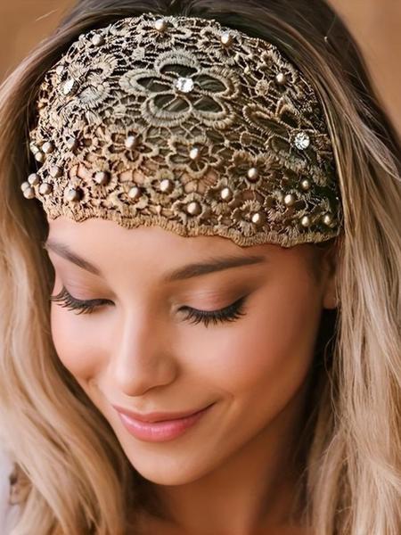 Women Bohemian Crystal Pearl Wide Hairbands Set, Elegant Design for Weddings, Vacations & Daily Wear, Perfect Hair Accessories