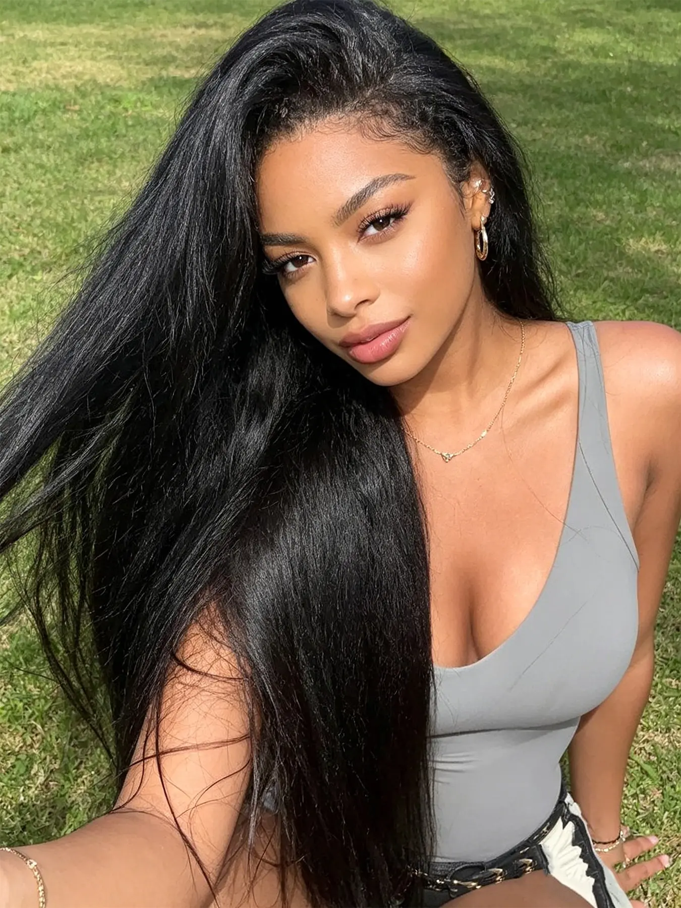 3 In 1 Synthetic Yaki Straight Half Wig Natural Black 18 Inch Beginner Friendly Flip Over Drawstring Ponytail Wig Glueless Kinky Straight Half Wig for Black Women