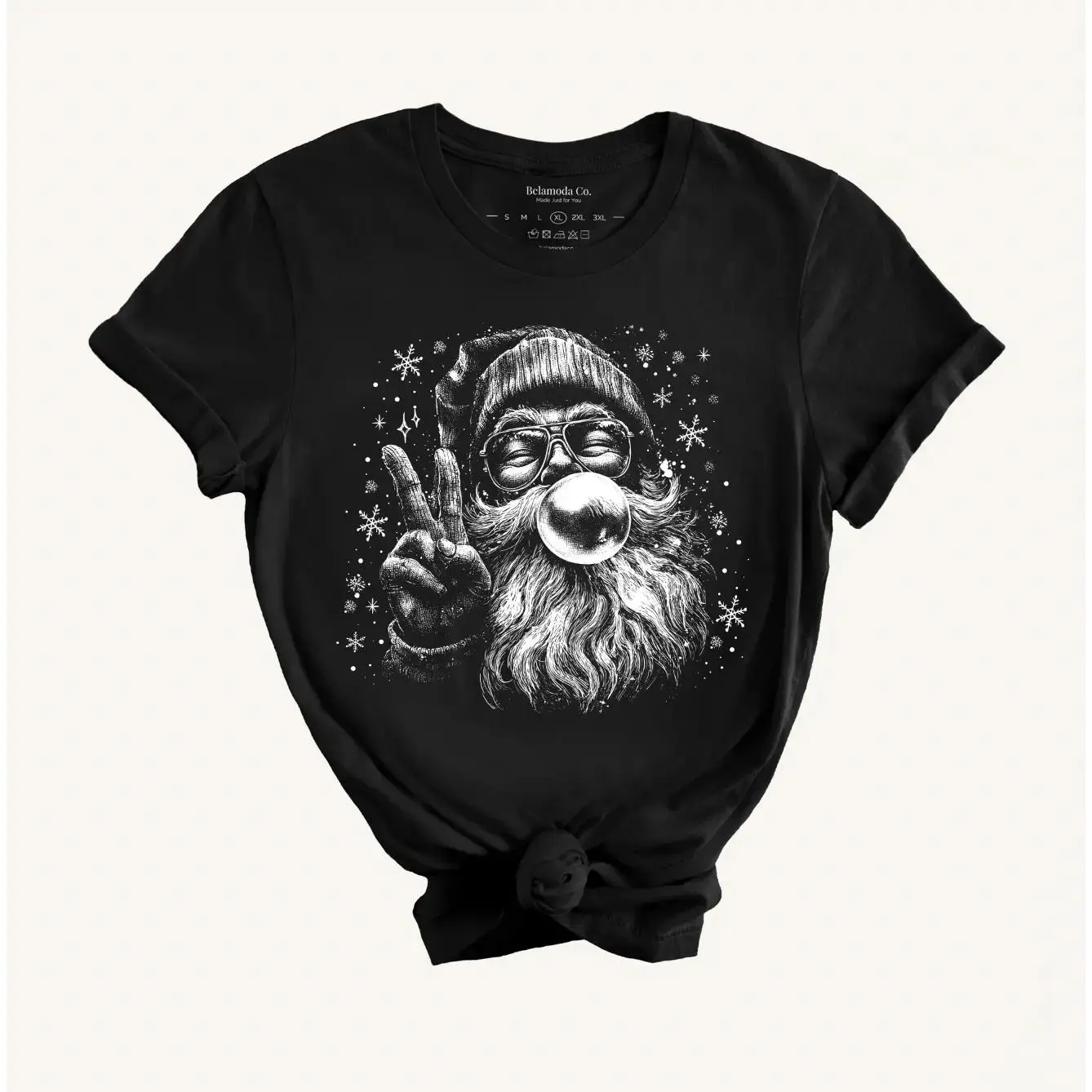 Vintage Bubble Gum Santa Black Graphic Tee