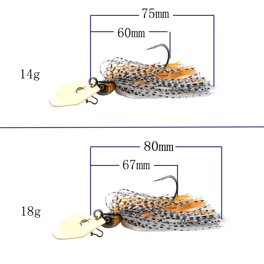 5pcs,Bladed Jig Fishing Lures Kit,Silicone Skirted Jig Head with Sharp Hooks,3D Eyes Bass Lures for Freshwater Saltwater,Durable Fishing Tackle