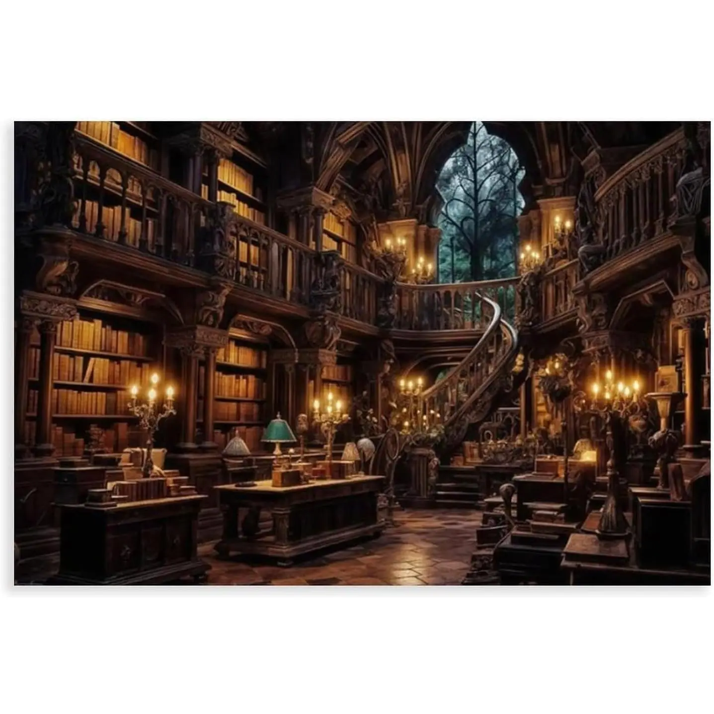 Enchanted Library Poster Canvas Wall Art Aesthetic Prints Painting Artwork Rooms Living Room Bedroom Kitchen Posters Wall Decoration