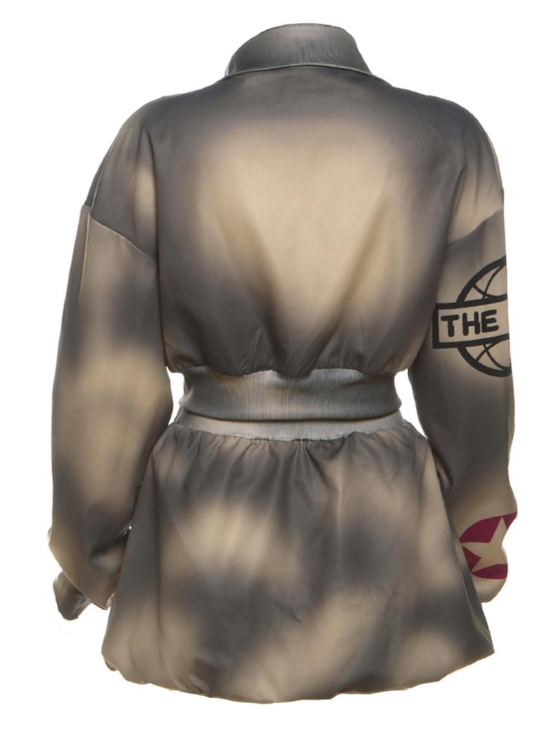 Women's Tie Dye Print Crop Jacket & Elastic Waist Skirt Set, Casual Fashion Drop Shoulder Long Sleeve Outerwear & High Waist Skirt for Daily Outdoor Wear, Two Piece Set Women, Ladies Spring Fall Clothes, Women's 2 Piece Sets