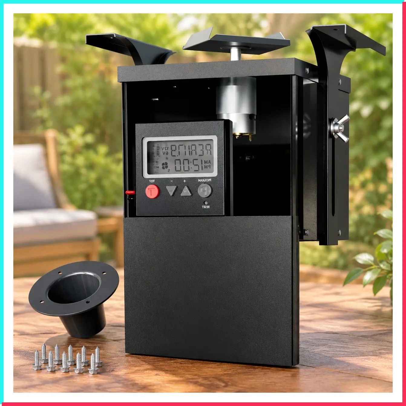 6V Deer Feeder Kit with Motor and Timer, Digital Game Feeder Timer, Mounting Bracket Included, Up to 8 Feed Times, Easy to Install, Weatherproof