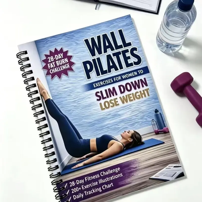 Wall Pilates 28-Day Fitness Challenge Book, Home Workout Guide for Women, Beginner Illustrated Training Notebook, Easy-To-Follow Exercises