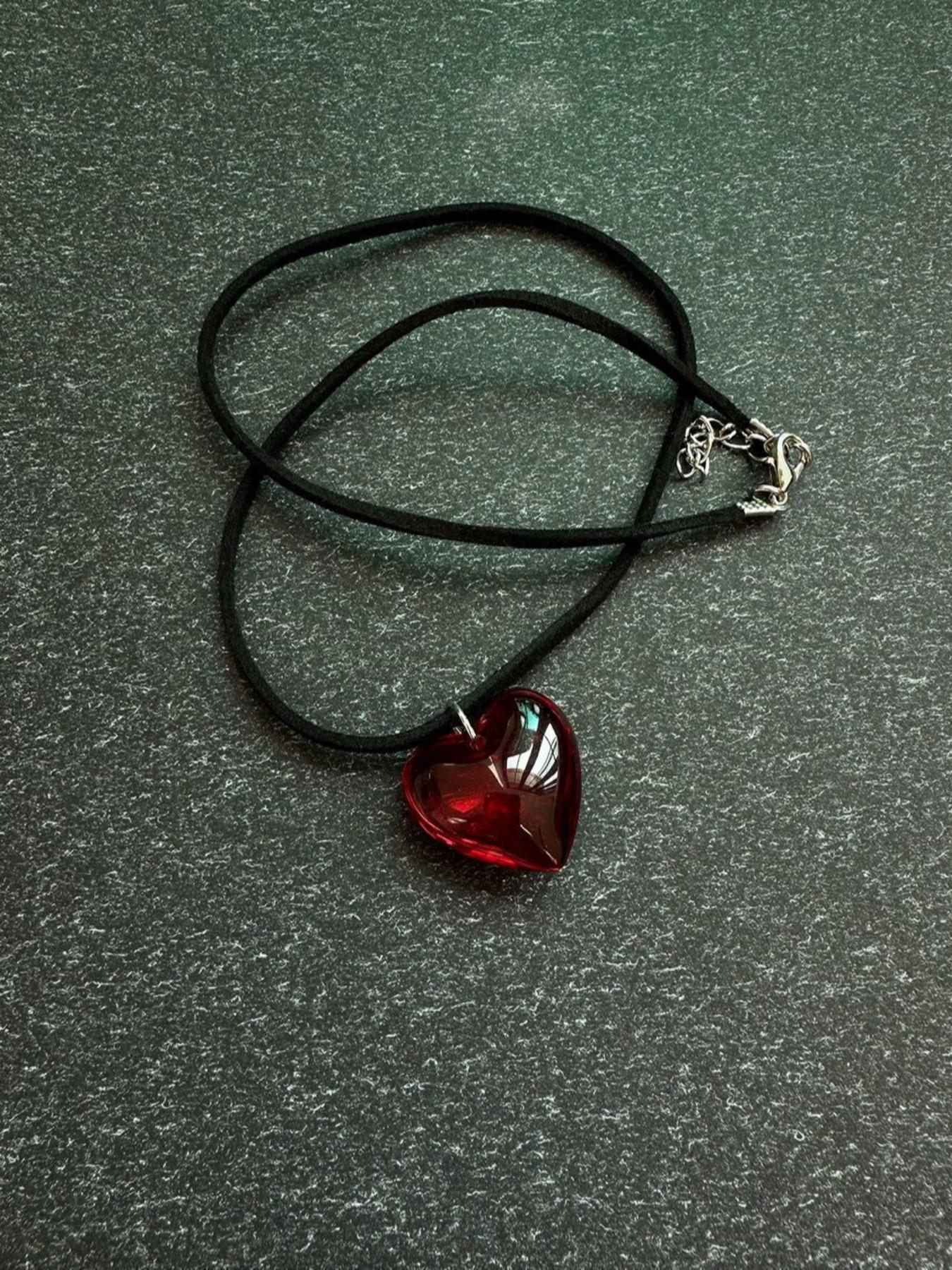 Mother's Day Gift Women's Heart Shaped Pendant Necklace, Fashionable Artificial Crystal Jewelry For Party