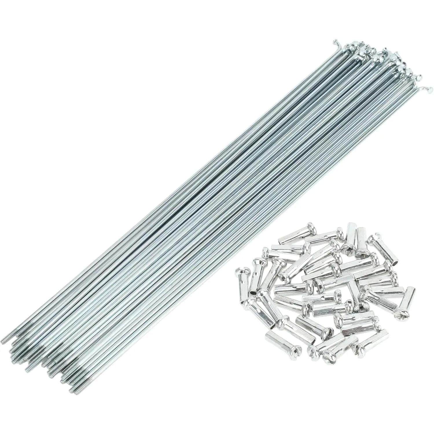 1 Set 14G Galvanized Carbon Steel Silver Tone Bicycle Bike Wheel Spokes with Nipple