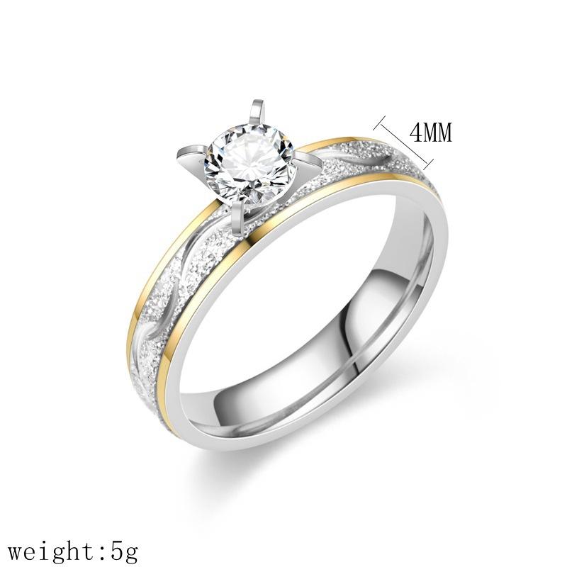 Two-Tone Gold Silver Couple Wedding Ring Set, Solitaire CZ Engagement Rings for Her & Him