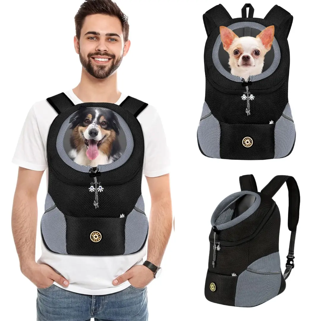 Dog Front Carrier Backpack, Adjustable Breathable Pet Carrier for Small Dogs, Ventilated Puppy Back Pack , Lightweight Doggy Backpack for Hiking Outdoor,Pet Dog Backpack Carrier Small Pet Front Backpack, Medium Dog Puppy Large Cat Carrying Bag
