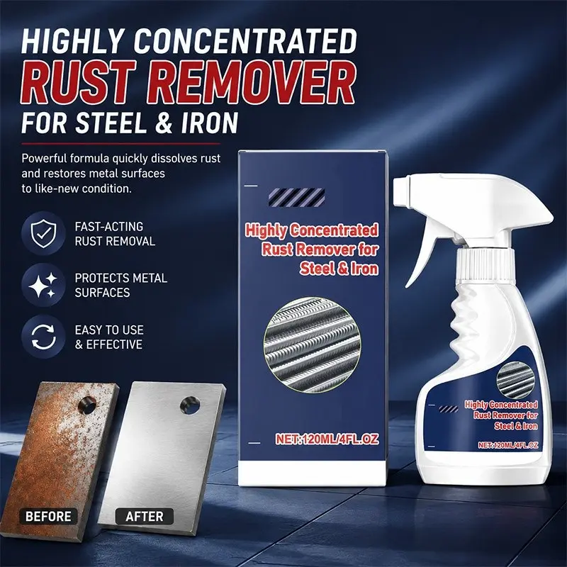 1PC 120ml Home Rust Remover Cleaner, Powerful Rust Removal and Stain Elimination, Household Metal Item Renovation Spray, Effective Cleaning Solution