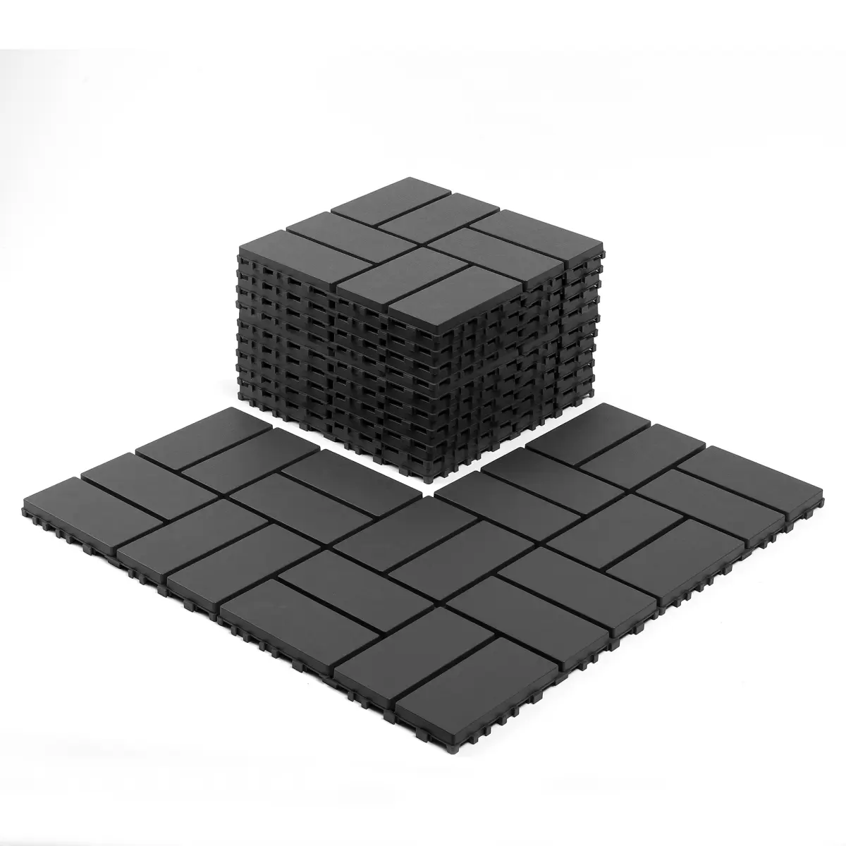 12" x 12" Interlocking Deck Tiles, 44 Packs Waterproof Plastic Patio Flooring, DIY Outdoor Decking Tiles for Balcony Porch Poolside Backyard, Dark Gray