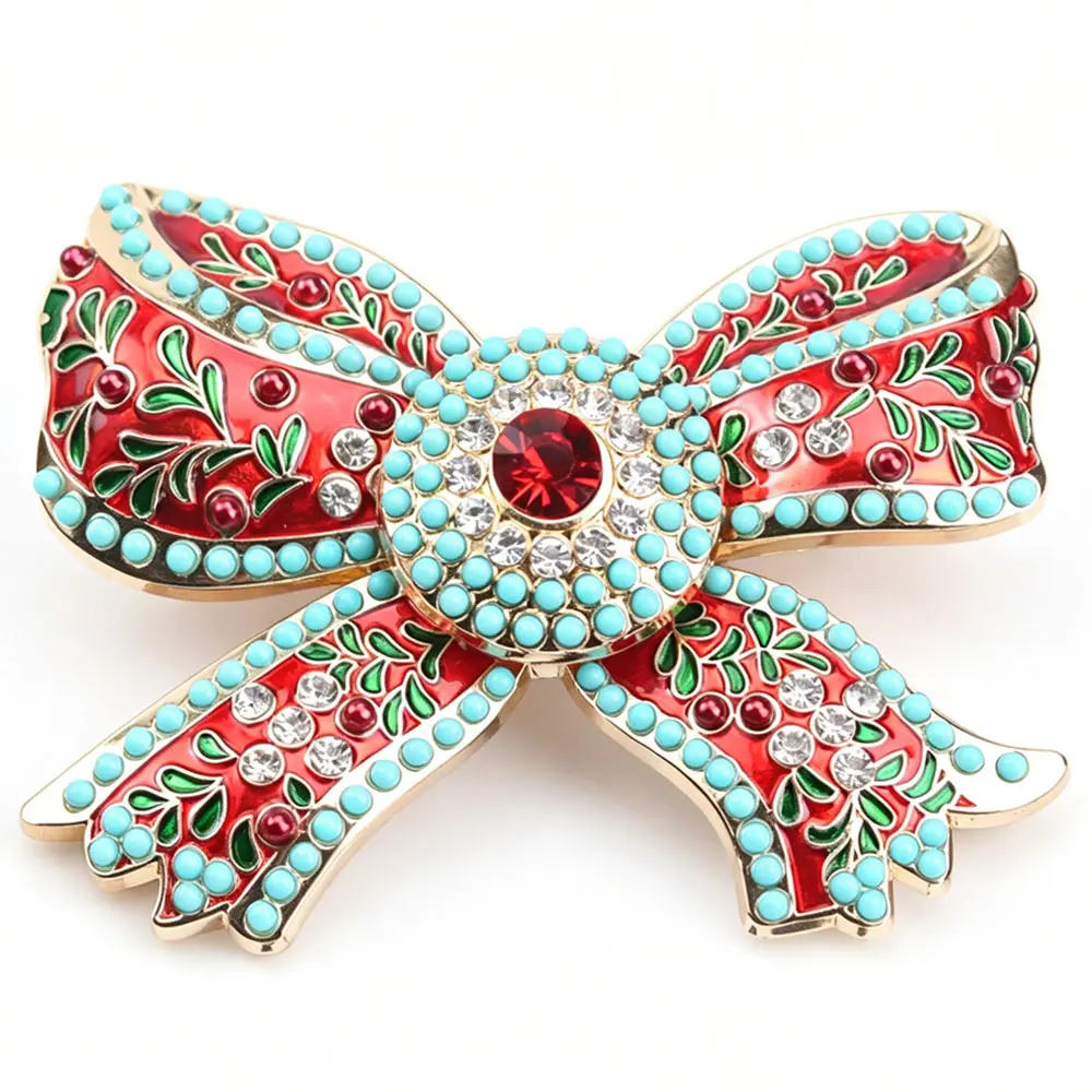 Vintage Court Style Red Bow Brooch Exquisite Coat Accessories Pin Ladies' Novelty Brooches