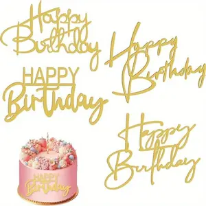 Multiple Styles Happy Birthday Cake Topper Pink Gold Acrylic Cake Toppers Baby Shower Cake Birthday Party Cake Flag Decorations
