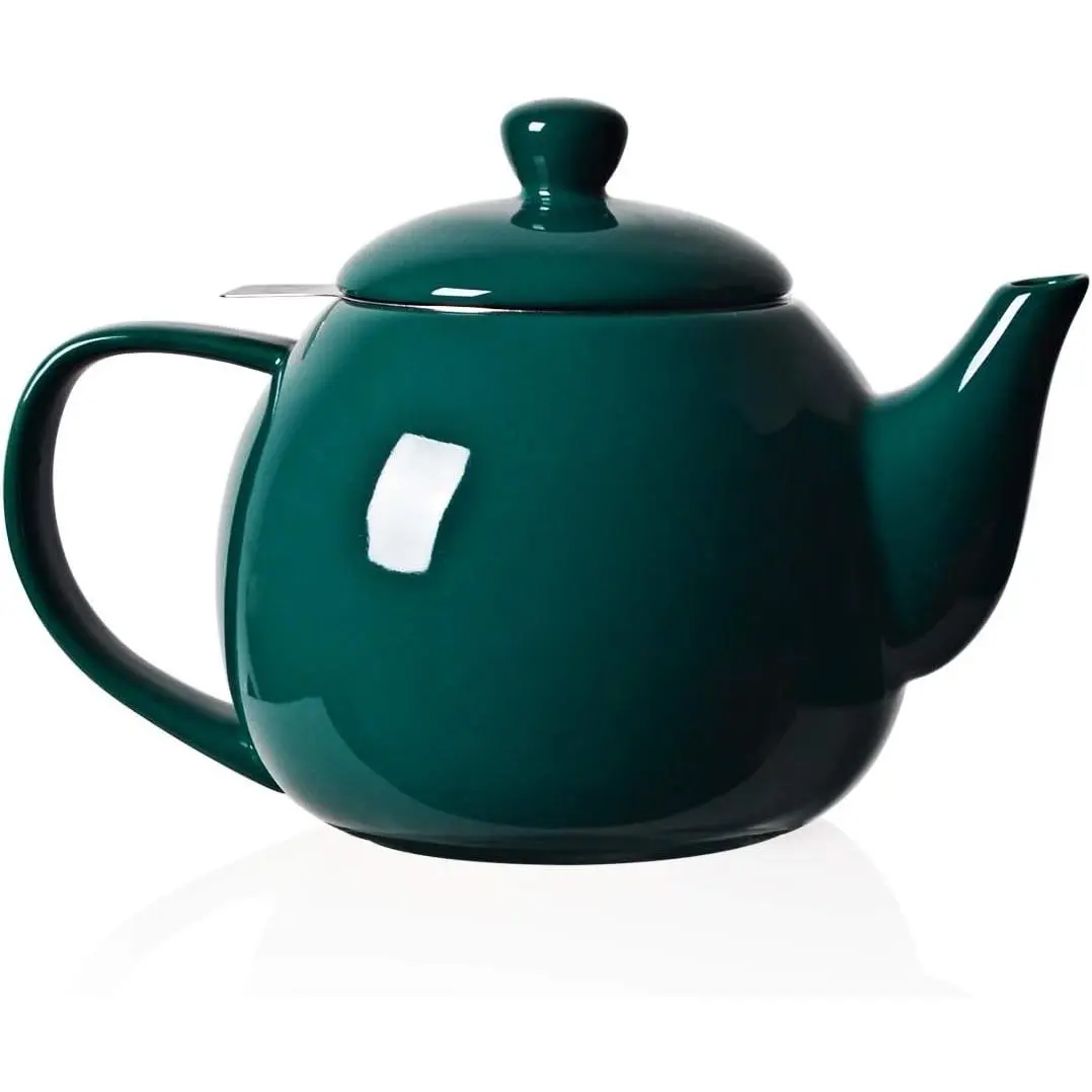 30oz Jade Porcelain Teapot with Removable Stainless Steel Infuser, Microwave & Dishwasher Safe, Perfect for Loose Tea, Ideal Christmas Gift for Women
