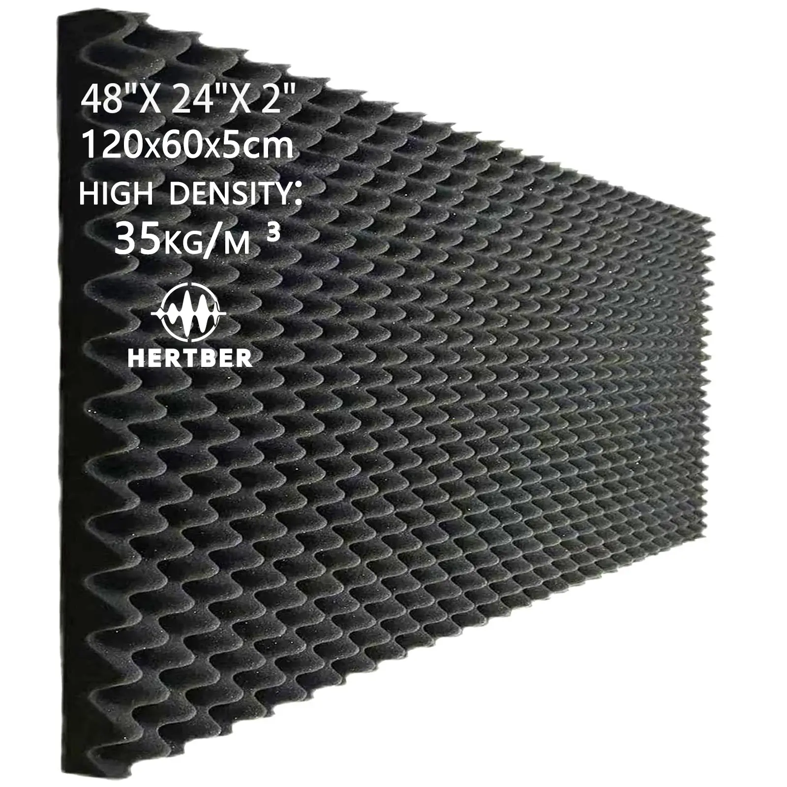 Noise Solution! 35kg/m³ High Density Egg Crate Acoustic Foam, Single Large 120×60×5cm Black Cuttable Soundproofing Noise Reduction Panel, Universal Wall & Ceiling Sound Insulation for Streaming Room, Recording Studio, Piano Room, Home Theater & Office