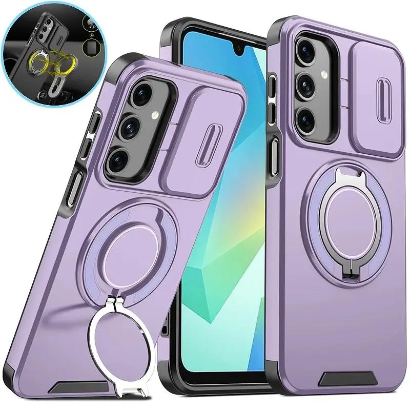 Armor Funda For Samsung Galaxy A16 A26 A36 A56 5G A06 Case Slide Camera Protect Ring Holder Cover For GalaxyA16 Shockproof Coque