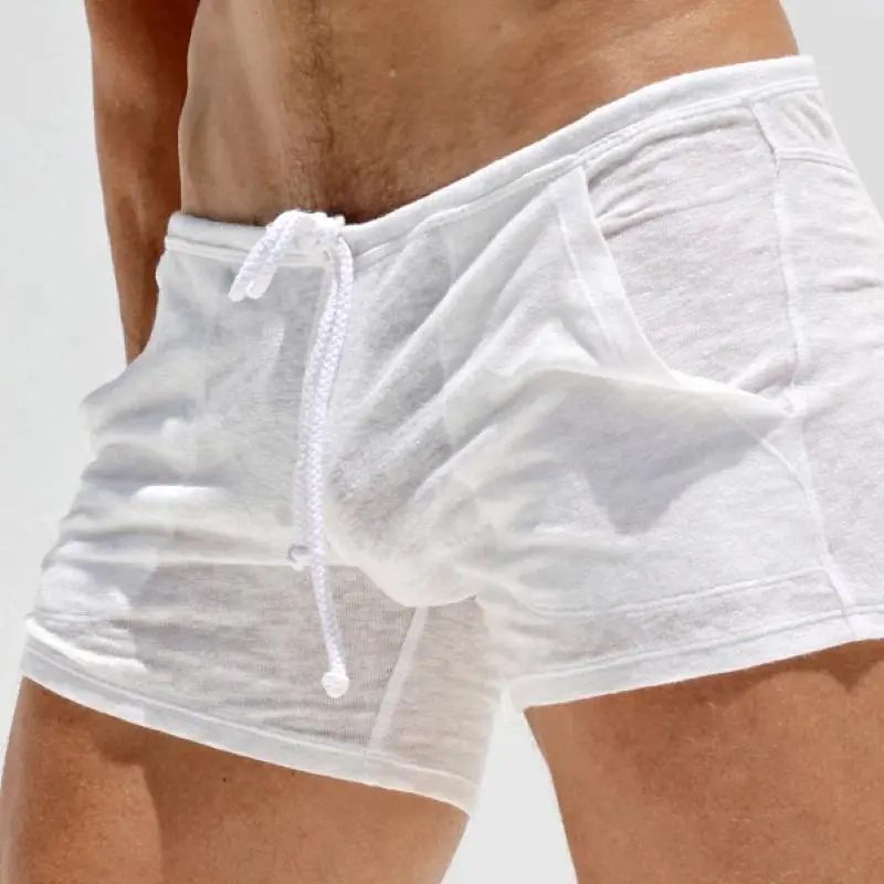 Men's Soft Bamboo Knit Lounge Shorts, Lightweight Breathable Casual Pajama Sleepwear for Summer with an Elastic Waist, Menswear, Loungewear, Breathable Men's Pajamas Bottoms, Fringe Detail, Knitting, Xl, No