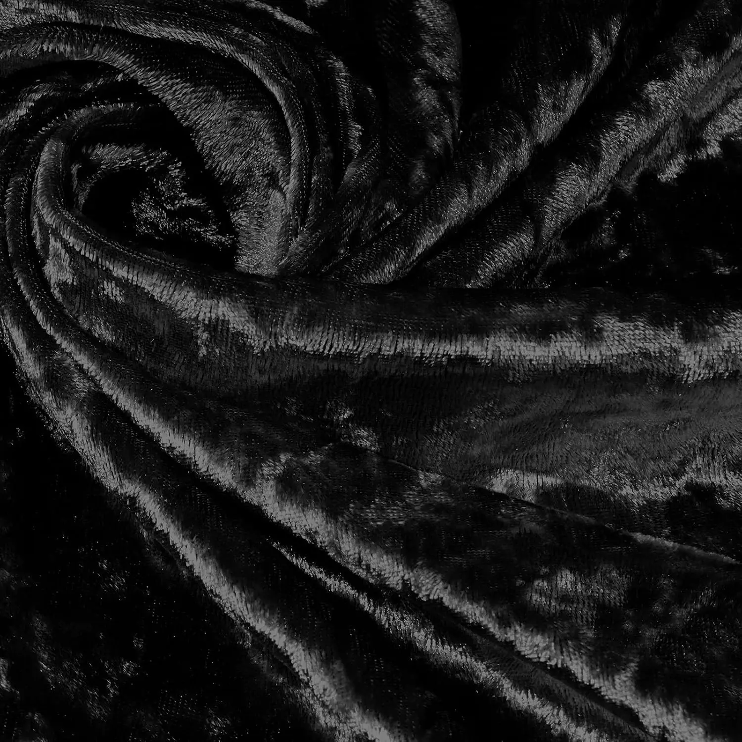 1 Yard 63" Wide Black Stretch Crushed Velvet Fabric | Soft Luxurious Versatile Material for Sewing, Apparel, Upholstery, Curtains, Decoration