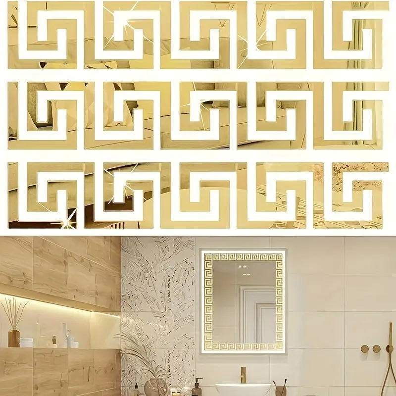 15pcs 3D Threaded Trim Tape, Acrylic Wall Stickers for Living Room & Bathroom, Decorative Ornaments Baseboard & Ceiling Edge, Cabinet Adhesive Decals