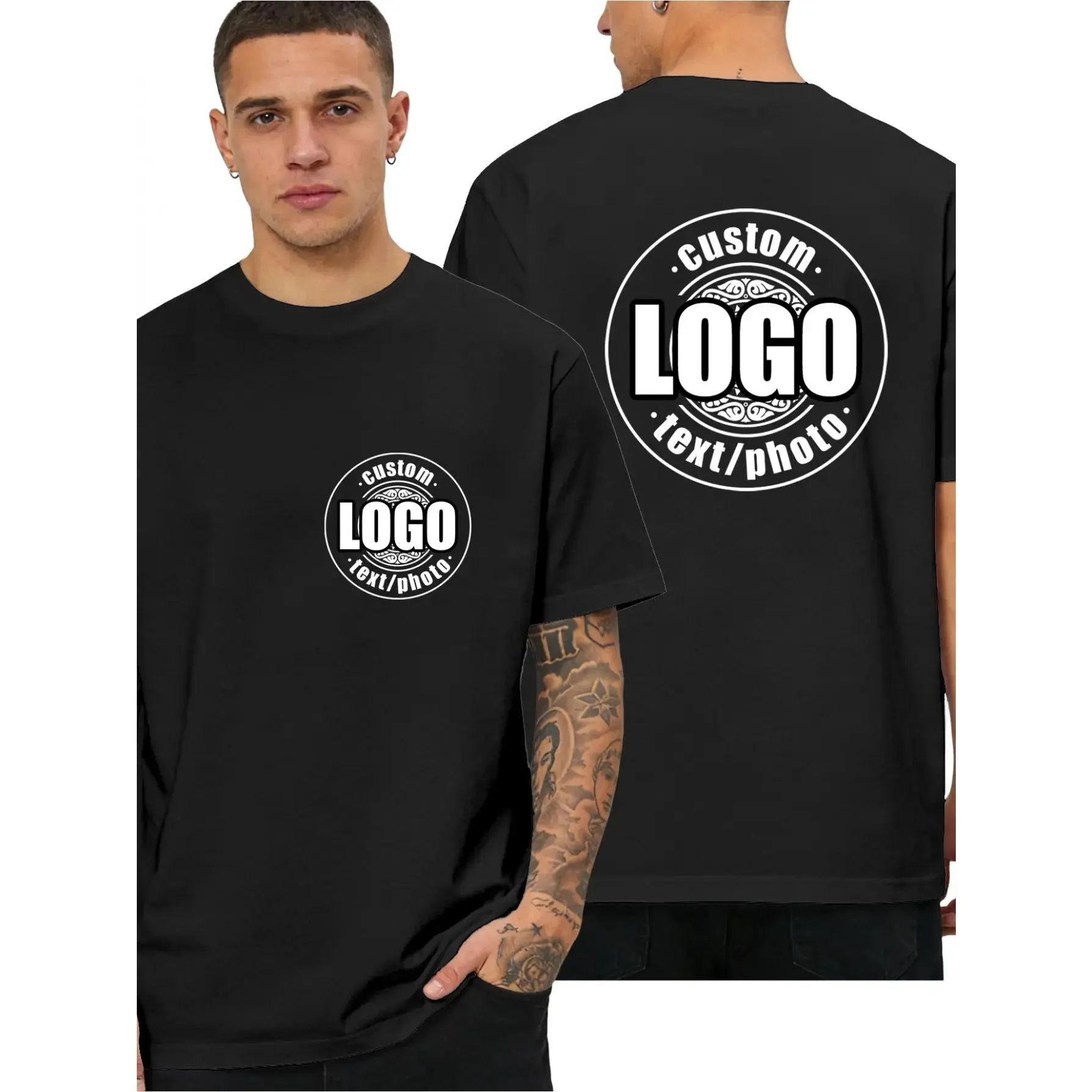 Men's Streetwear Vibe Short-Sleeve Round Neck Top - 2026 Customizable Breathable Fabric Tee, Add Your Own Logo, Photo, or Text, Shortsleeve, Menswear