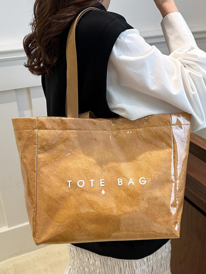 Women's Solid Color Tote Bag, Fashionable Large Capacity Shoulder Bag for Work & Daily Used, Casual Trendy Versatile High-quality Daily Commuting Bag