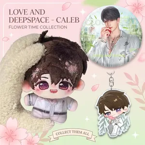 3pcs, Love and Deepspace Anime Plush Doll + Badge + Keychain, Collectible Stuffed Character Figure, Premium Soft Toy - Keychain Bag Car Charm, Desk Shelf Room Decor, Birthday Christmas Valentine Party Gift for Anime Fans Teens, Anime Collectibles