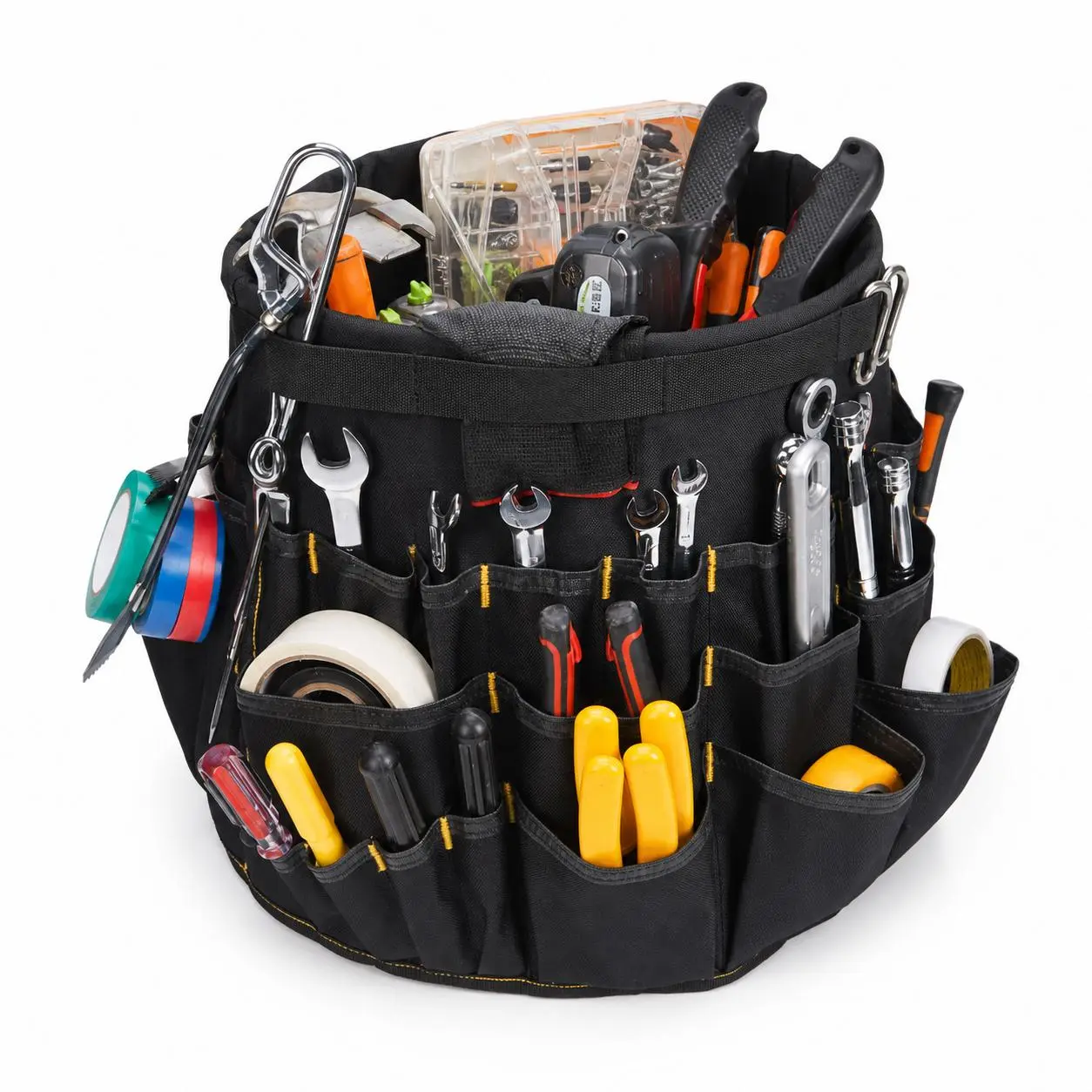 Heavy Duty Oxford Fabric Bucket Tool Bag Organizer - 30cm/Fits 5-Gal, Multi-Pocket Tote with Quick Access, Stitched Loops - Workshop, Garage Use for Hardware (Organizer Only, Bucket Not Included)