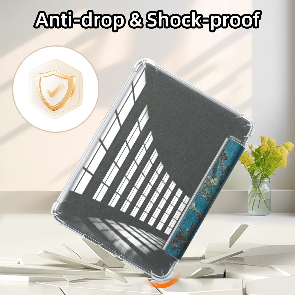 Portable Floral Pattern E-reader Case with Auto Sleep Wake Function, 1 Count E-reader Protective Cover, E-reader Accessories Compatible with Kindle