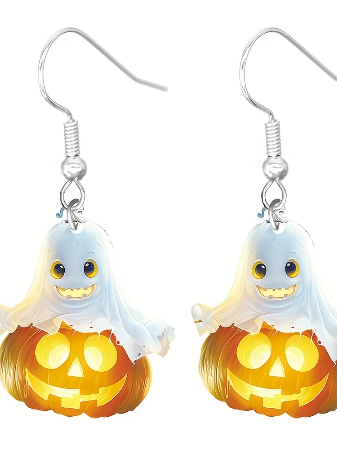 24 Pcs Halloween Earrings Set, Cute Ghost Mummy Pumpkin Cat Skull Death Cartoon Style, Party Favor Gift Sharing Pack, Witchy Jewelry