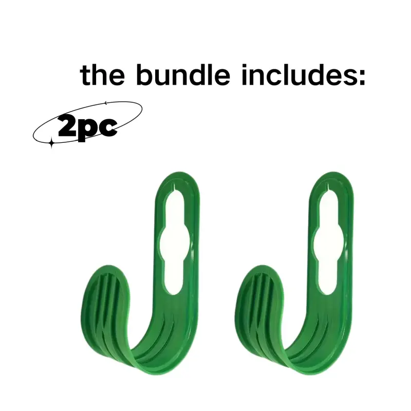 2-Pack Green Garden Hose Holder Hook Set, Wall-Mounted Water Pipe Hanger Organiser Brackets for Outdoor Storage Accessory
