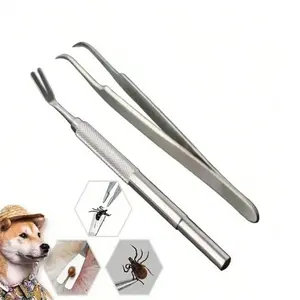 Stainless Steel Tick Remover Tool, Easy to Carry, High Hardness, Leaves No Trace, Includes Tweezers, Ideal for Home and Outdoor Use