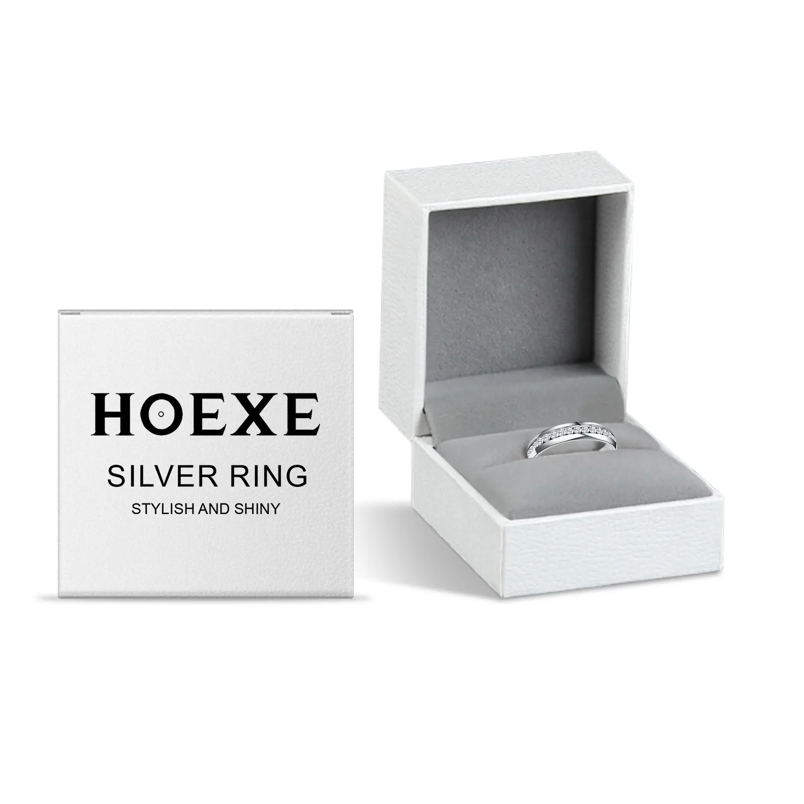 HOEXE Shiny Stones Stainless Steel Ring - Rhinestone-Studded, Lightweight Comfort-Fit, Unisex Waterproof DIY Scrapbooking Embellishment for Daily Use & Parties
