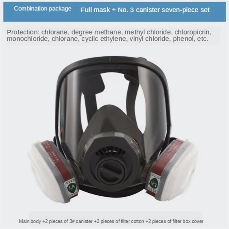 New Anti-Fog Dustproof 6800 7-In-1 Full Face Gas Mask, Industrial Painting Spraying Respirator Filter, Safety Work Protection Gear