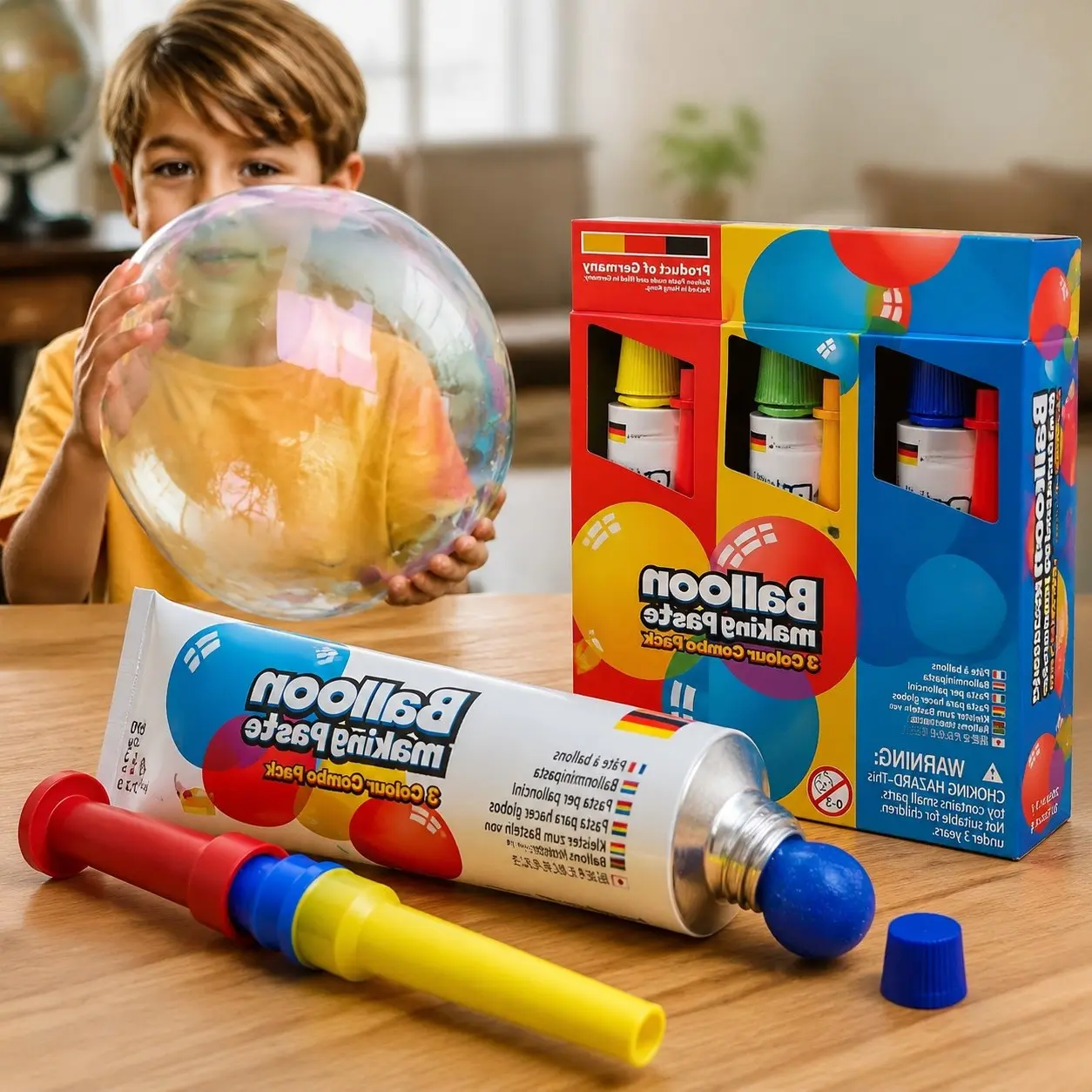 Giant Plastic Bubble Balloons 3 Color Variety Pack with Straws - Clear Balloons Bubbles for Party Favors - Sensory Fidget Toy, STEM Science Toy for KidsGift