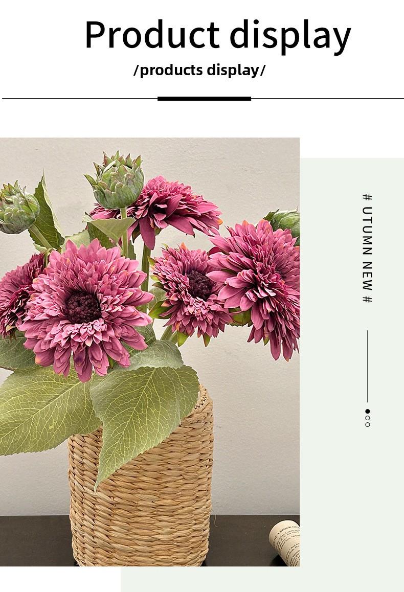 Teddy sunflower artificial flower for living room entrance decoration, faux flower ornament, vintage hand-held bouquet