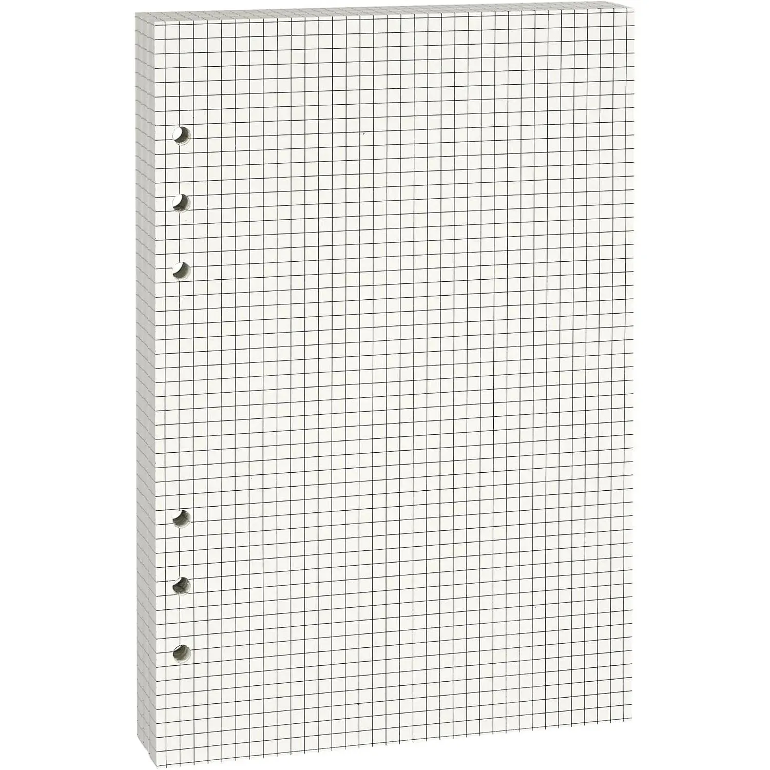 Beige A5 6-Hole Grid-Ruled Loose Leaf Refill Paper(Pre-Punched) Fits A5 6-Ring Binder, 100GSM Thick No Bleed-through Sheets, Double Sided Writing for Fountain Pen & Gel Pen