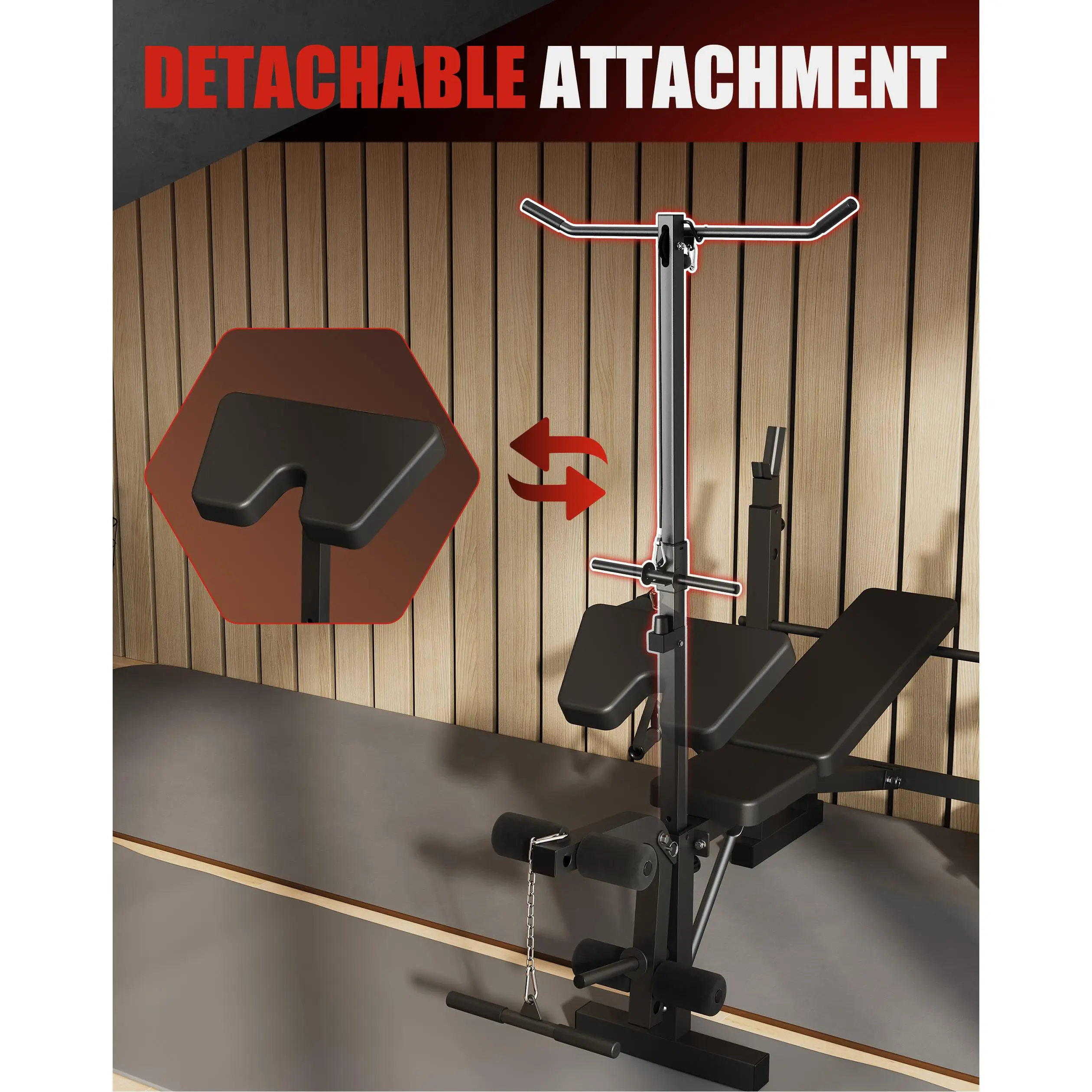 Heavy Duty Adjustable Weight Bench Press Set for Home Gym – Includes Squat Rack, Leg Extension, Preacher Curly Pad & Butterfly Arm – Collapsible, Multi-Function, 900lb Capacity – Black