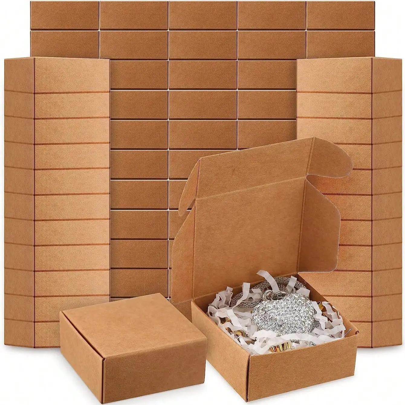 50-Pack Kraft Paper Gift Boxes, Durable and Stylish, Ideal for Jewelry Packaging and Souvenirs, Perfect for Craft Enthusiasts and Gift Wrappers