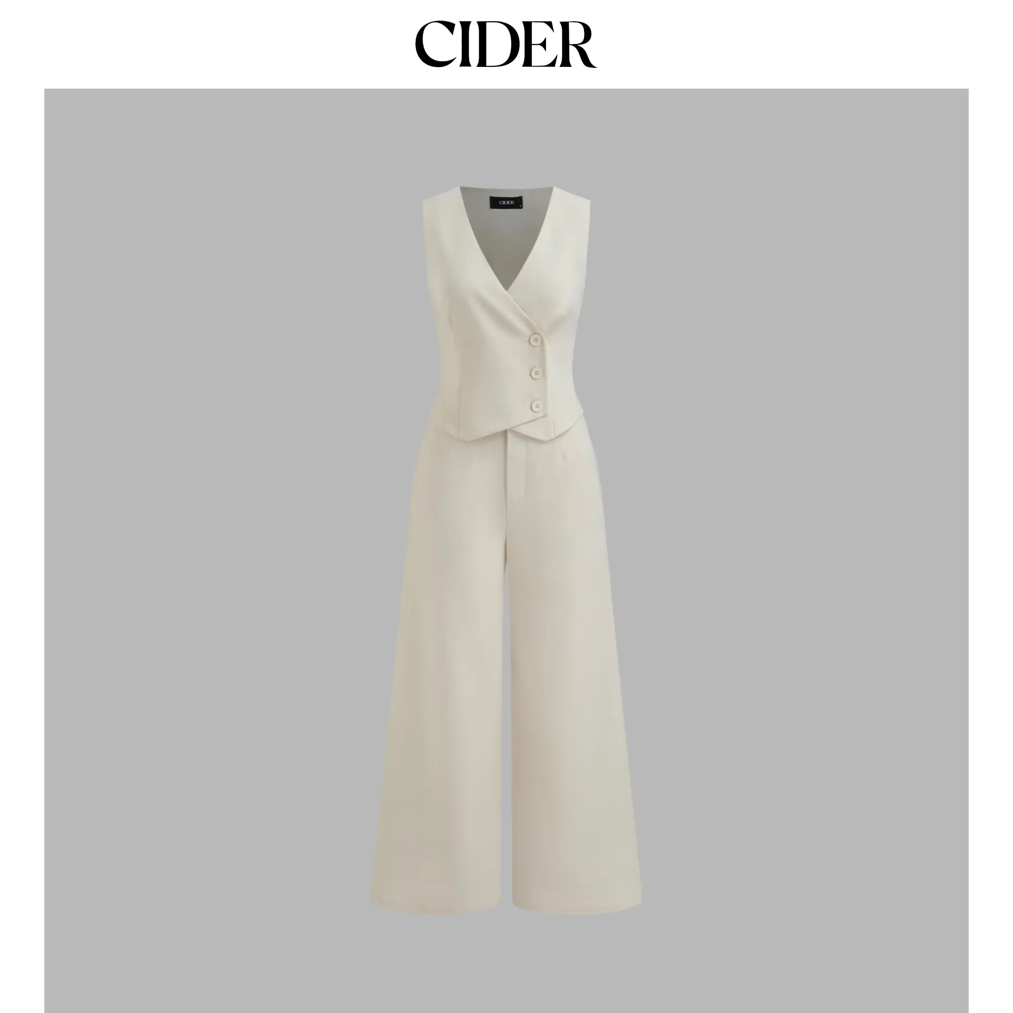 Cider [size 2-10] V-neck Solid Wrap Button Pocket Vest Jumpsuit