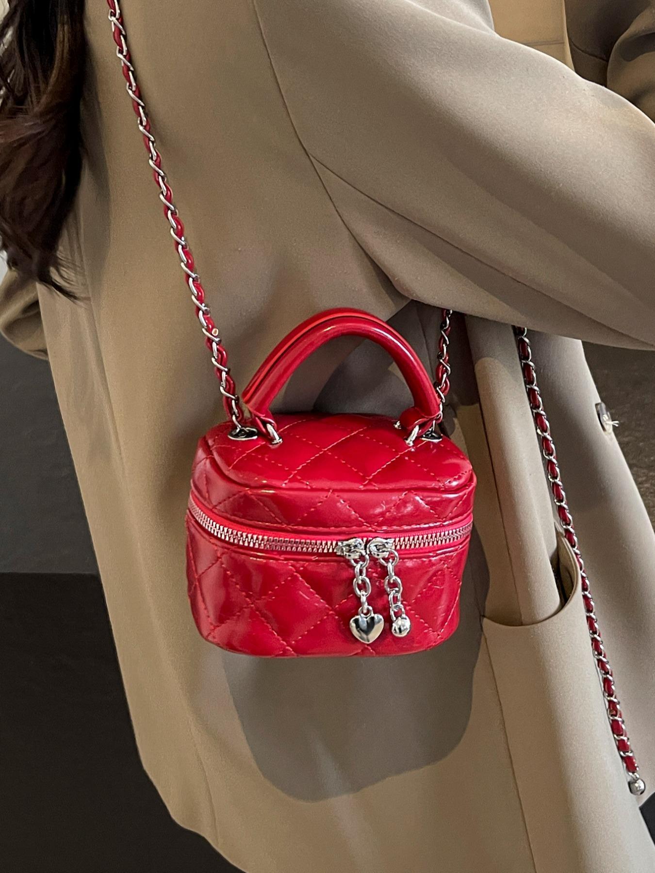 Women's Solid Color Chain Strap Crossbody Bag, Fashionable PU Leather Shoulder Bag for Daily Used, Casual Trendy Versatile High-quality Daily Commuting Bag