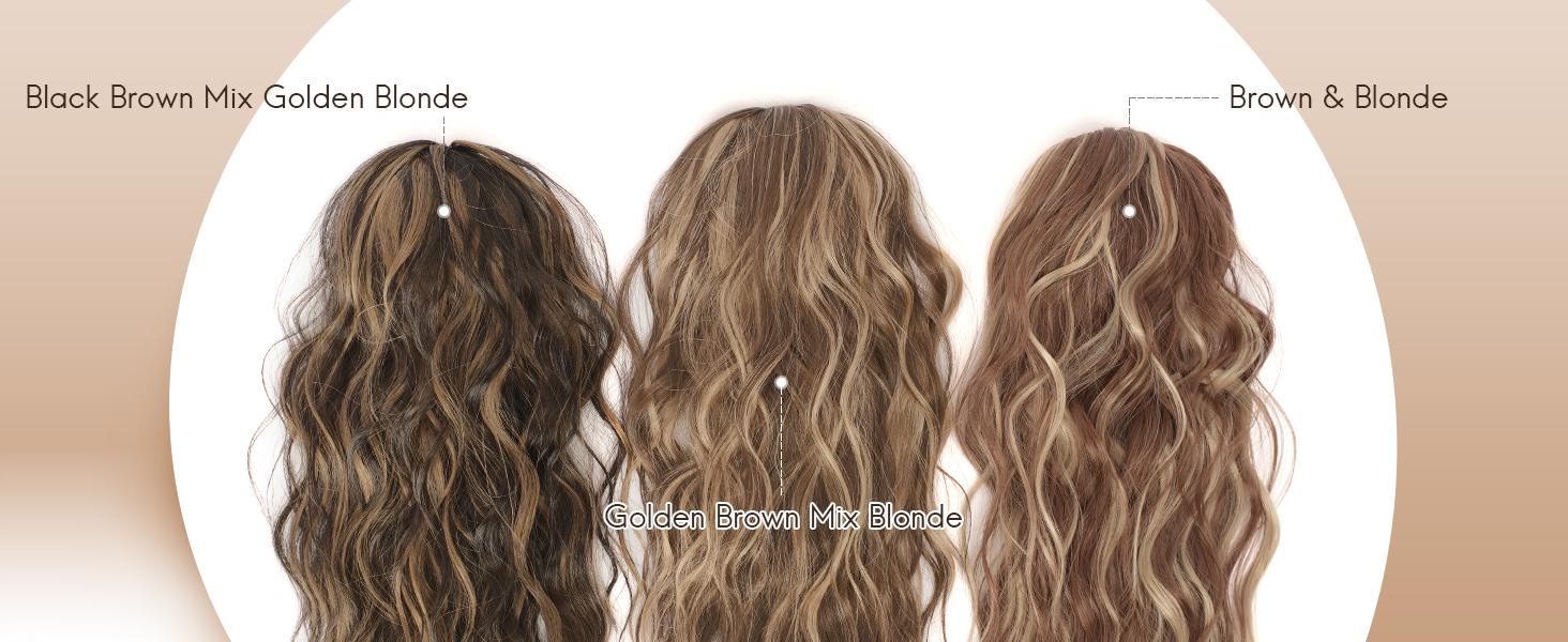 FESHFEN Ponytail Extensions - Drawstring Ponytails Hair Extension Long Curly Wavy Hair Piece Synthetic Pony Tail Hairpieces for Women, 18 inch